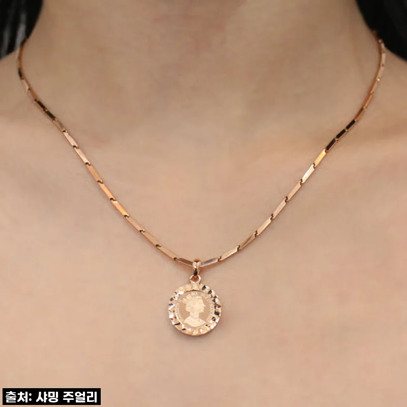 18K 엘리자베스 코인 커팅 펜던트 대나무 체인 목걸이 2돈 사용후기