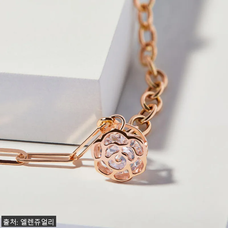 14K 브리앙뜨 로제 플라워 체인 금 관련 이미지 1