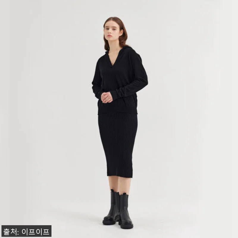 크램38 마네이 블랙 후드 니트 스웨 관련 이미지 1