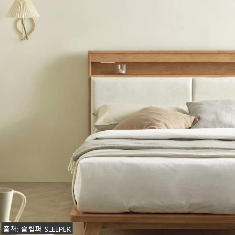 슬립퍼 스웨이드 원목 수납 침대프레임 관련 이미지 3