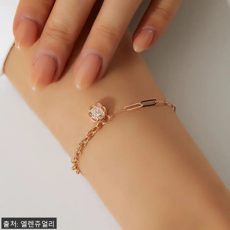 14K 브리앙뜨 로제 플라워 체인 금 관련 이미지 3