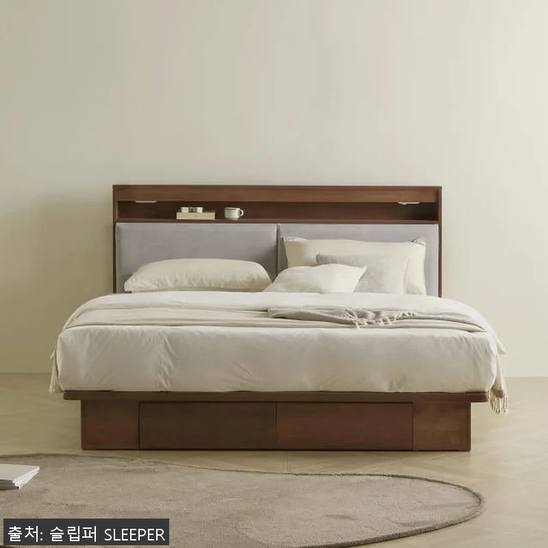 슬립퍼 스웨이드 원목 수납 침대프레임 관련 이미지 4