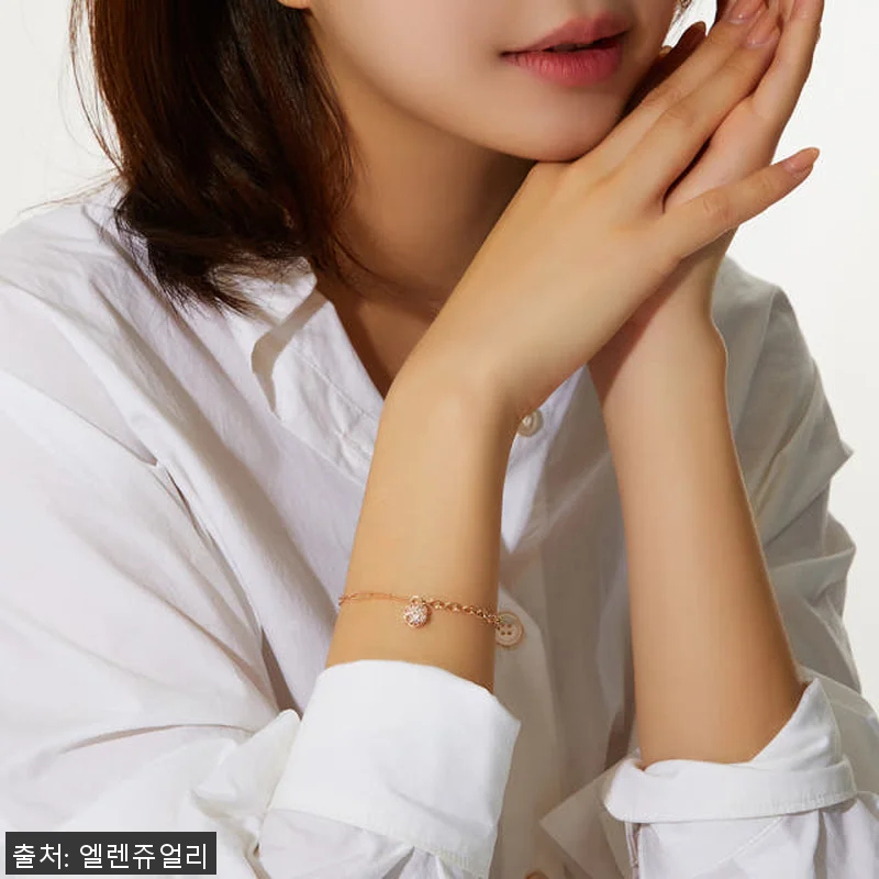 14K 브리앙뜨 로제 플라워 체인 금 관련 이미지 4