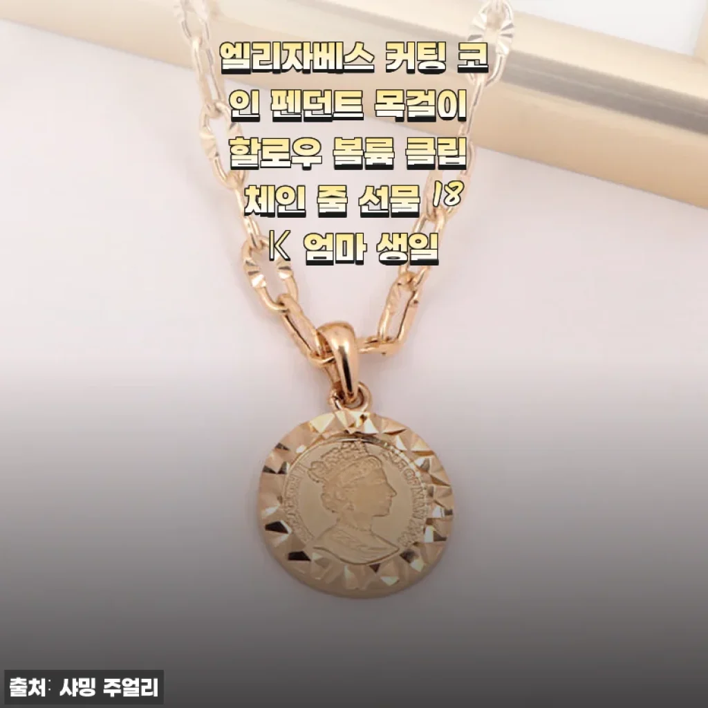 엘리자베스 커팅 코인 펜던트 목걸이 18K, 세련된 볼륨감과 특별한 선물로 추천해요