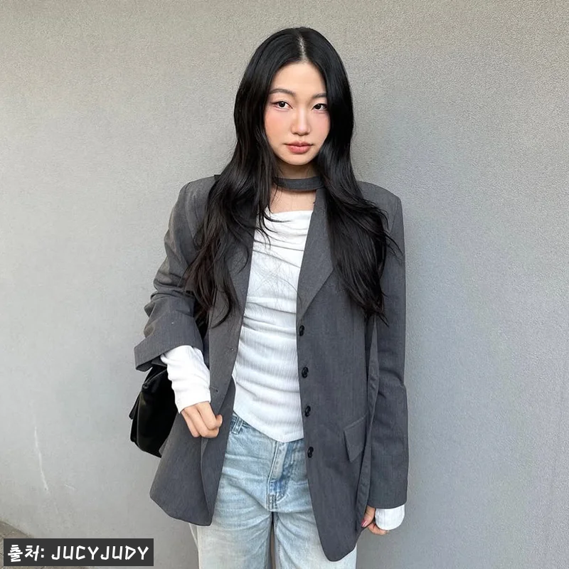 쥬시쥬디 벨티드테일러드자켓 J1JK121D, 오버핏 재킷 찾았다면 눈여겨볼 후기 10 쥬시쥬디 벨티드테일러드자켓 J1JK1 관련 이미지 1