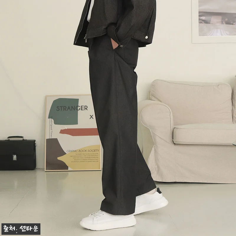 남자와이드청바지 밴딩 나일론 통큰바지 관련 이미지 1