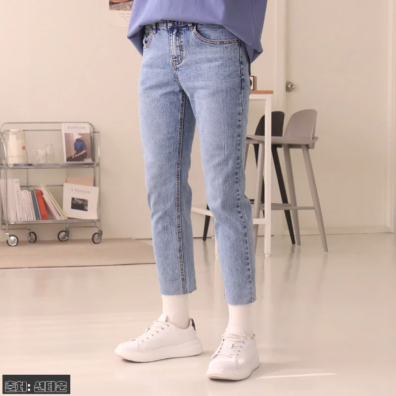 남자청바지 슬림핏 컷팅 데님진, 2만원대 9부 데님으로 데일리룩 완성하기 8 남자청바지 슬림핏 컷팅 데님진, 2만 관련 이미지 1
