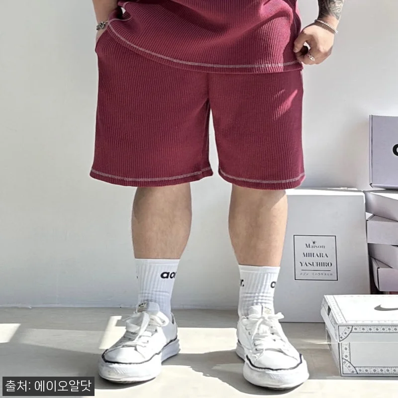 와플 스티치 하프 팬츠 찐후기, 오버 관련 이미지 2