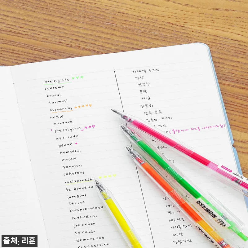리훈 젤리그립 노크펜 네온 형광 4색 컬러 젤펜 세트, 필기감 칭찬 많은 문구 이슈템 후기 15 리훈 젤리그립 노크펜 네온 형광 4색 관련 이미지 3