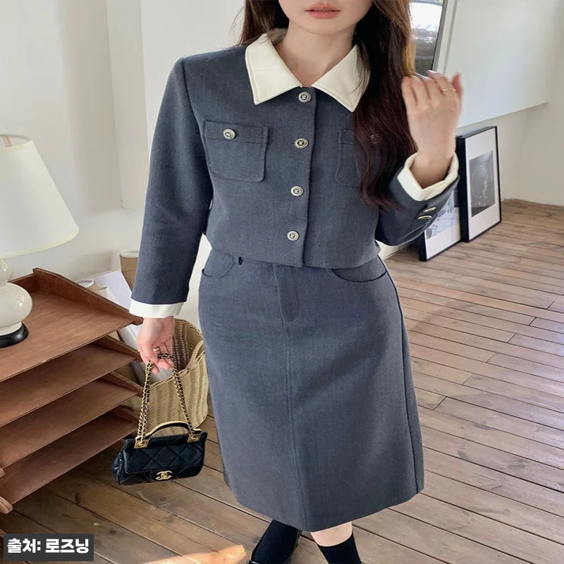 크롭자켓 롱스커트 투피스세트 그레이, 데이트·하객룩으로 눈여겨볼 이슈템 9 크롭자켓 롱스커트 투피스세트 그레이, 관련 이미지 3