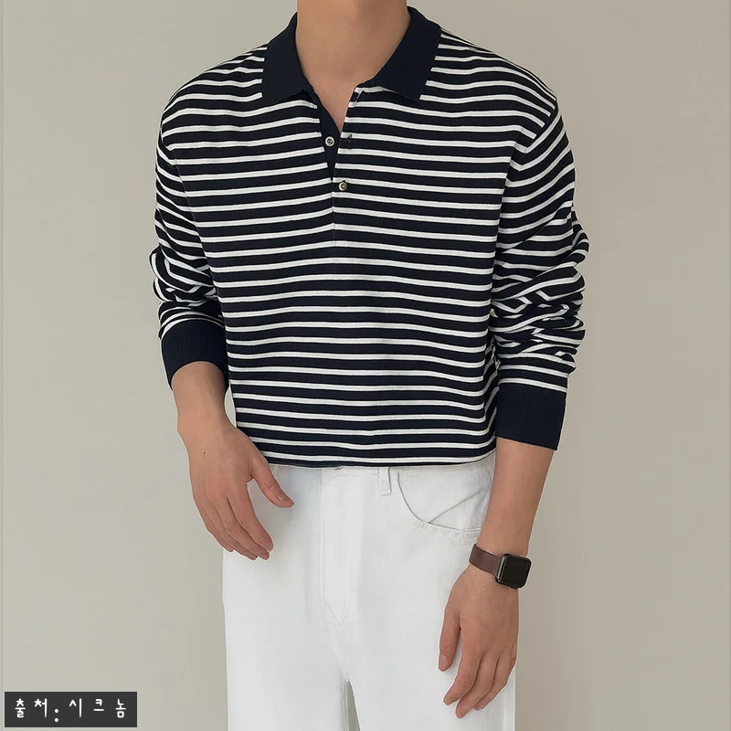 LOGAN 남자스트라이프니트 LAINE 아이보리-ST M, 가을 데일리룩에 눈여겨볼 카라 니트 11 LOGAN 남자스트라이프니트 LAIN 관련 이미지 3