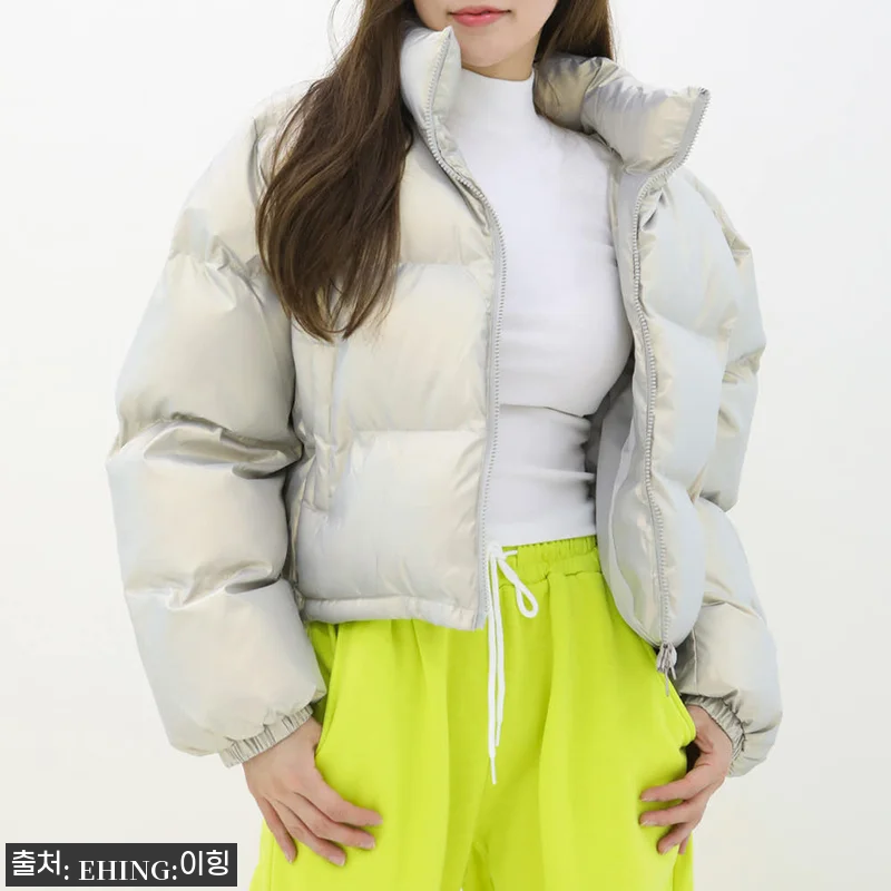 하이넥 글로시 양지퍼 웰론 숏패딩점퍼, 겨울 데일리룩에 딱인 크롭 집업 이슈템 10 하이넥 글로시 양지퍼 웰론 숏패딩점퍼 관련 이미지 4