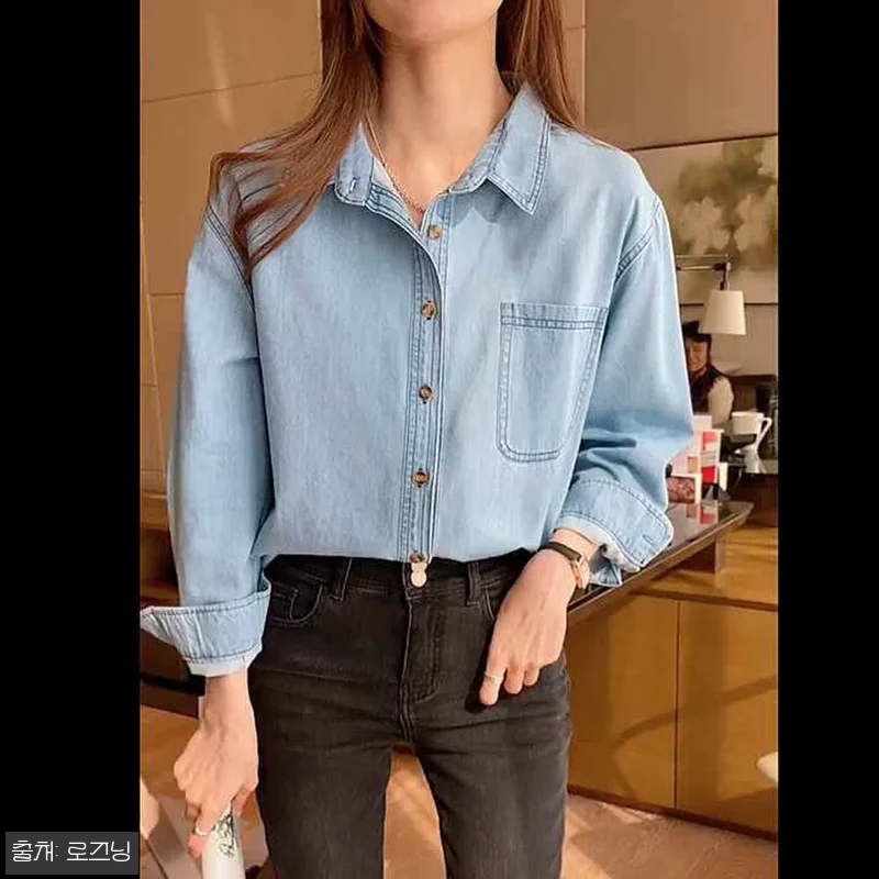 데님 셔츠 여성 청남방, 27,700원 30% 할인 중이라 구매 전 체크한 2컬러 데일리템 10 데님 셔츠 여성 청남방, 27,700 관련 이미지 4