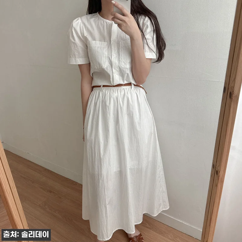 솔리데이 나일론스커트 바스락 플레어 화이트 롱 스커트, 아이보리 데일리룩으로 눈여겨볼 이슈템 14 솔리데이 나일론스커트 바스락 플레어 관련 이미지 5