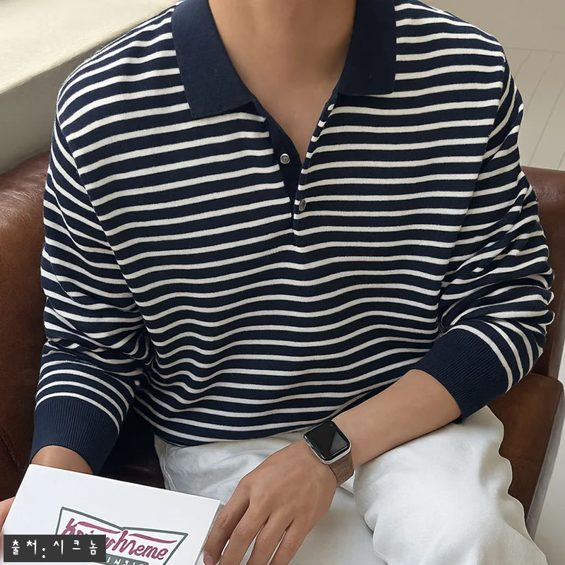 LOGAN 남자스트라이프니트 LAINE 아이보리-ST M, 가을 데일리룩에 눈여겨볼 카라 니트 13 LOGAN 남자스트라이프니트 LAIN 관련 이미지 5