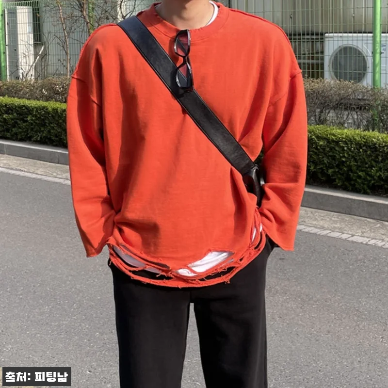 남자 데릴 오버핏 봄 가을 스트릿 컷팅 구제 크롭 맨투맨, 빈티지 무드 살린 이슈템 체크 17 남자 데릴 오버핏 봄 가을 스트릿 컷 관련 이미지 5