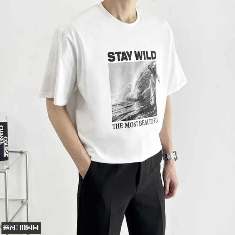 남자 공용 커플 파도 프린팅 나염 면 반팔티, 여름 데일리룩으로 눈여겨볼 이슈템 18 남자 공용 커플 파도 프린팅 나염 면 관련 이미지 6