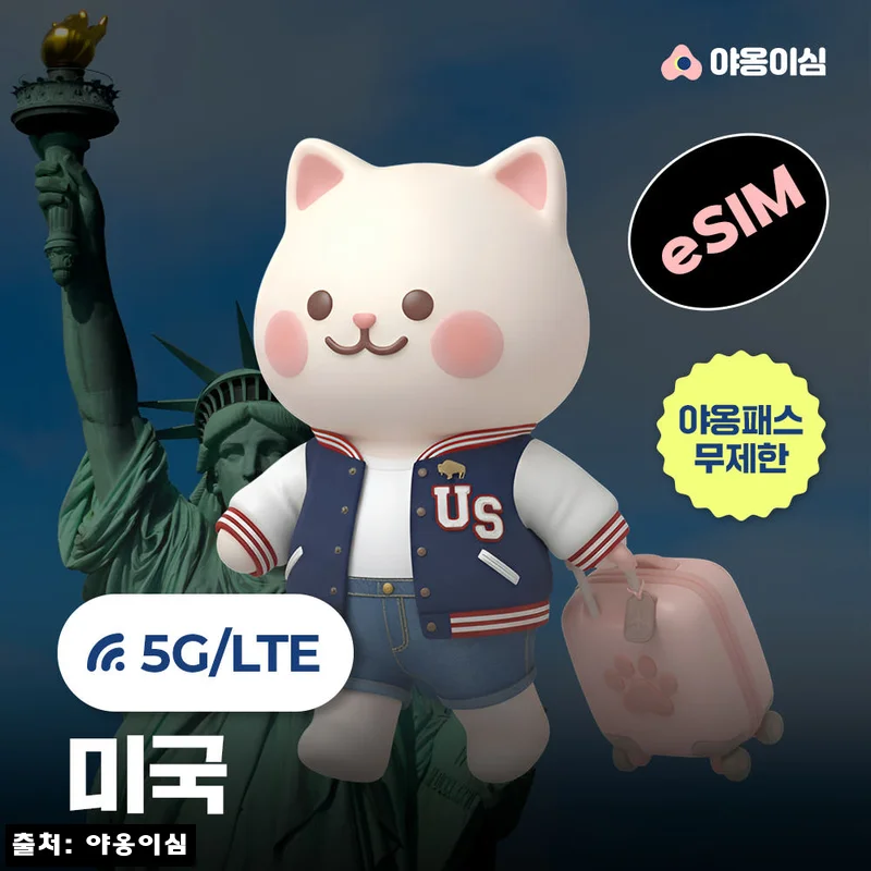 미국이심 eSIM 1일 500MB 데이터 무제한, 뉴욕·LA·하와이 여행 전 350원으로 챙기는 이슈템