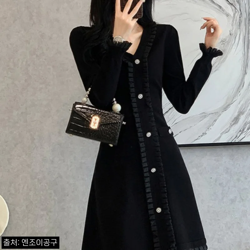 무인도의 디바 김효진 윤란주 원피스, 겨울 하객룩으로 눈여겨본 브이넥 허리 슬림 디자인