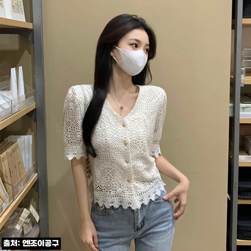 나는솔로 125회 17기 영숙 블라우스, 펀칭 자수 반팔 크로셰 셔츠 할인 체크 후기형 구매 가이드