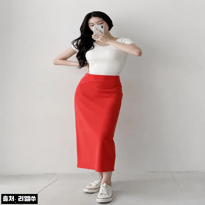 하이웨스트 뒷트임 스판 밴딩 H라인 롱 스커트, 3만원대 무료배송으로 눈여겨볼 이슈템