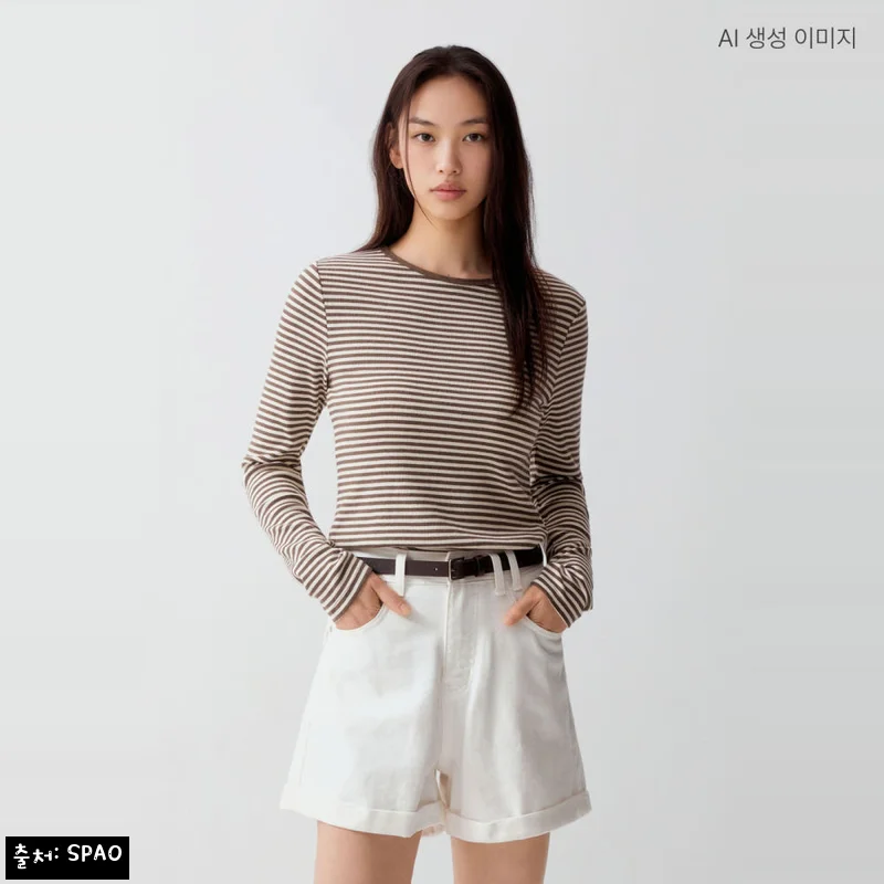 스파오 골지 긴팔티 SPLWG49G01, 1만원대 무료배송으로 담기 좋은 데일리 이너템