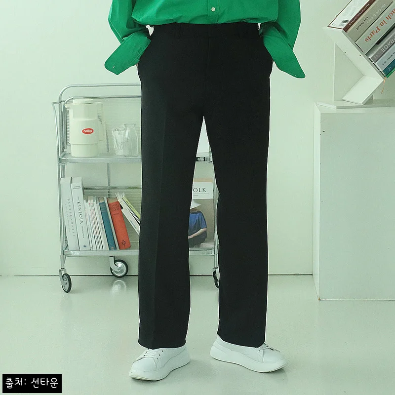 Home 59 남자와이드슬랙스 부츠컷 밴딩 통큰바지, 미니멀 데일리룩용으로 눈여겨볼 이슈템