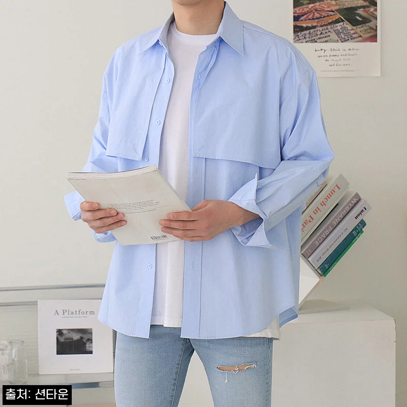 남자셔츠 오버핏셔츠 트렌치 셔켓 남자남방, 봄부터 가을까지 활용도 높은 포인트 셔츠 체크