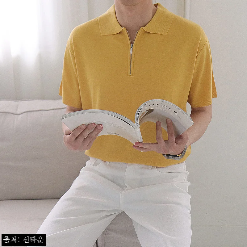 남자반팔티 머슬핏 헨리넥 카라 남자반팔니트, 여름 데일리룩으로 눈여겨본 15컬러 이슈템