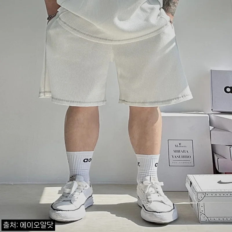 와플 스티치 하프 팬츠 찐후기, 오버핏 빅사이즈 반바지 찾았다면 주목