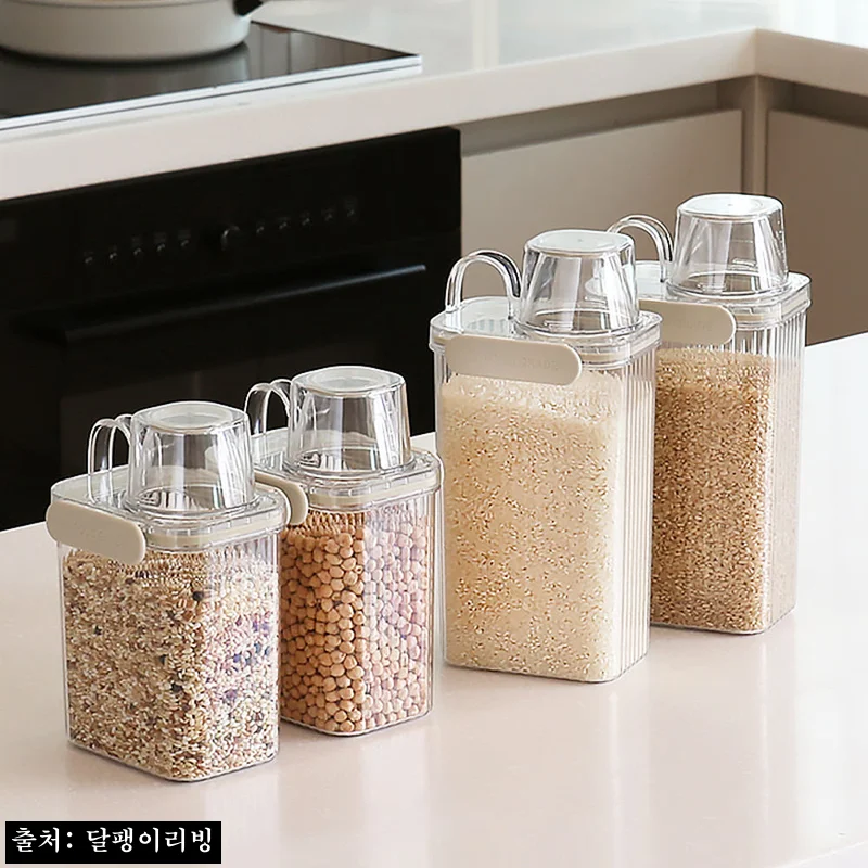 달팽이리빙 메종치비네 4중 밀폐 투명 잡곡통 1+1, 11,500원대 실속 쌀통 체크 후기